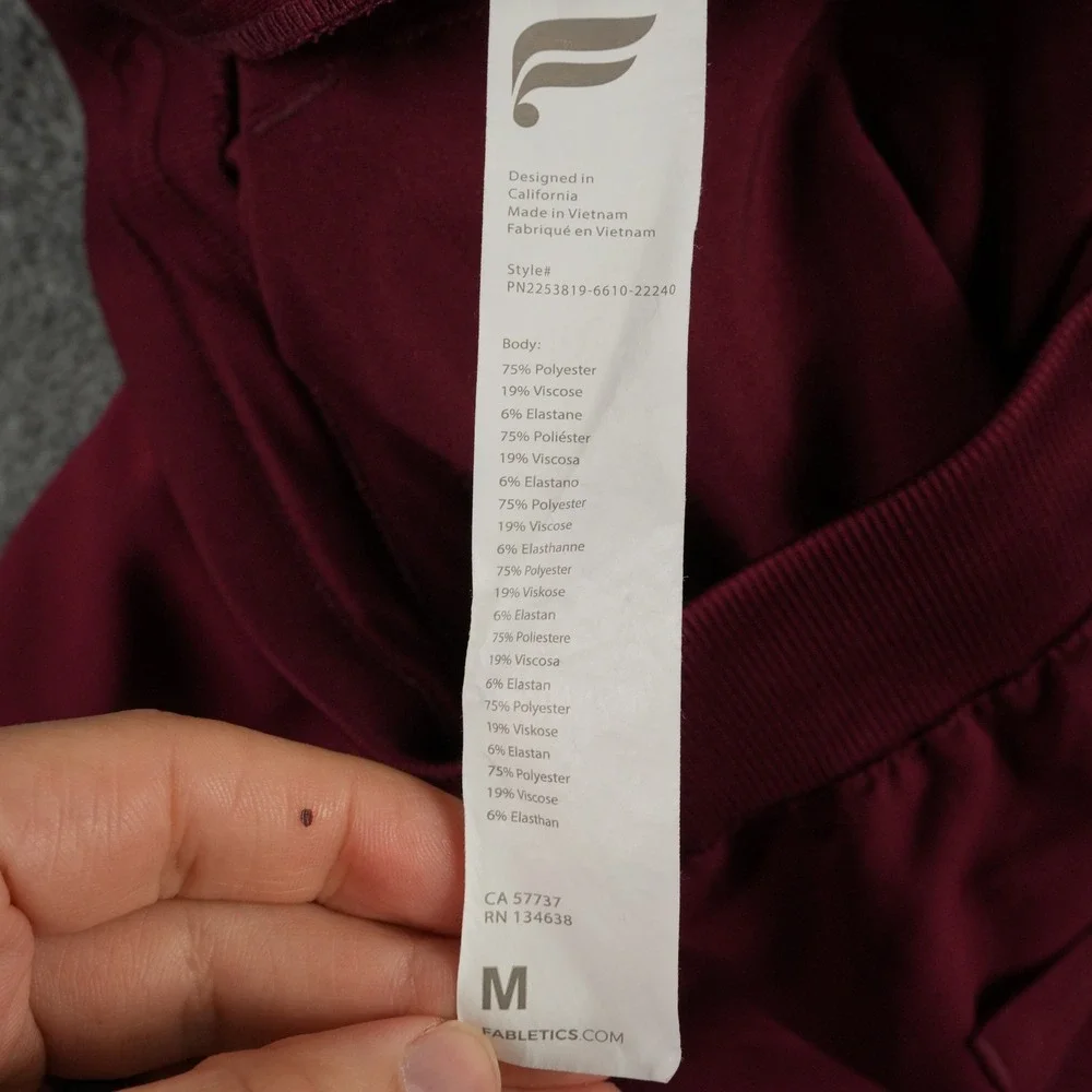 Fabletics Intake Scrub Pant Mens M Burgundy Performance Stretch Cargo‎ Medical